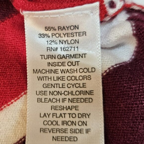 Liz Claiborne Cardigan Sweater Womens XXL Burgundy Red Stripes Long Soft NWT - Picture 9 of 9